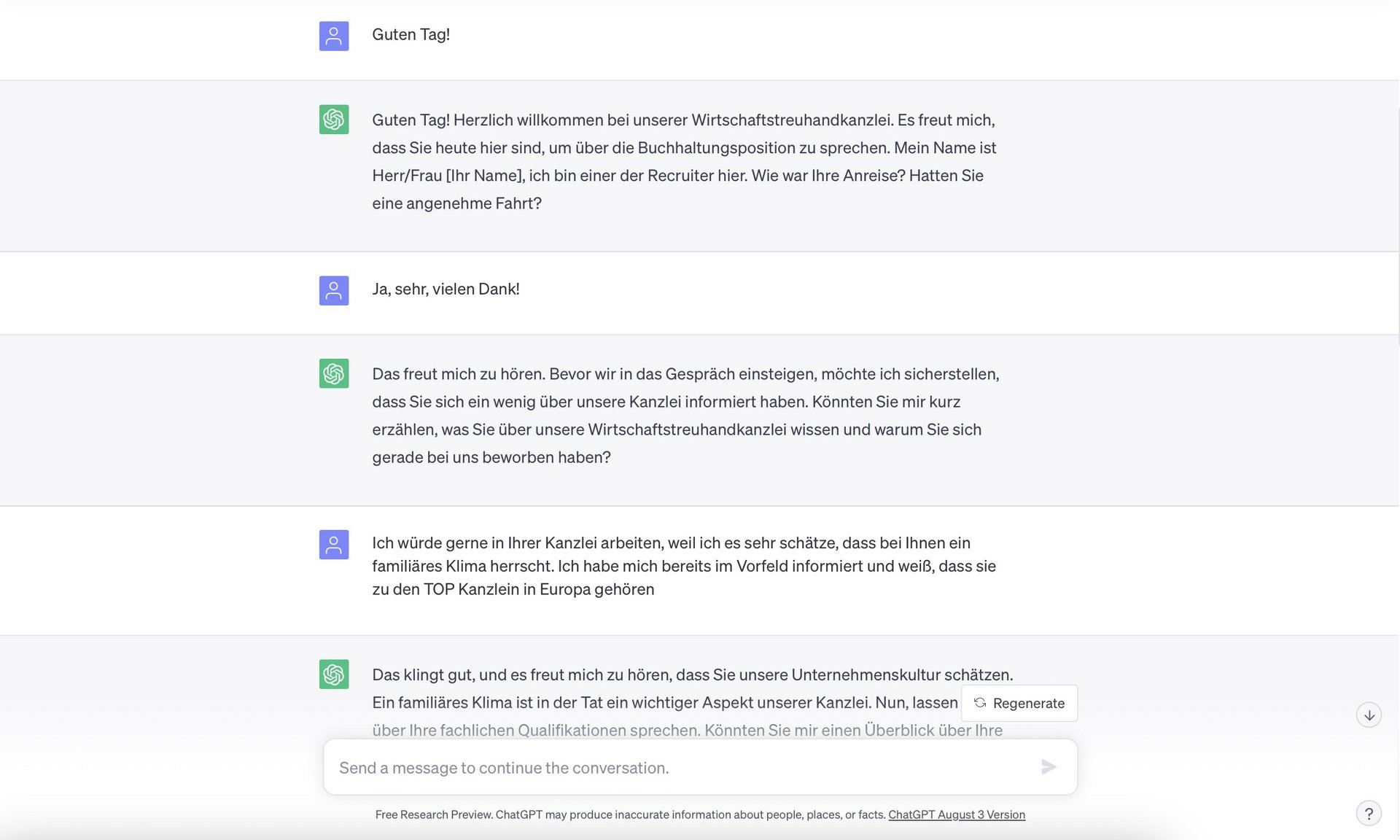 ChatGPT Vorstellungsgespräch simulieren