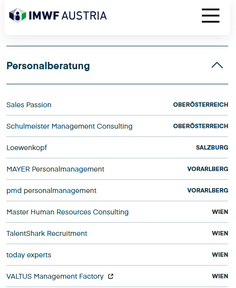 Top Consultants Recruitment Consulting / Personalberatung List of Austria’s top recruitment consulting firms 2026 including Schulmeister Management Consulting