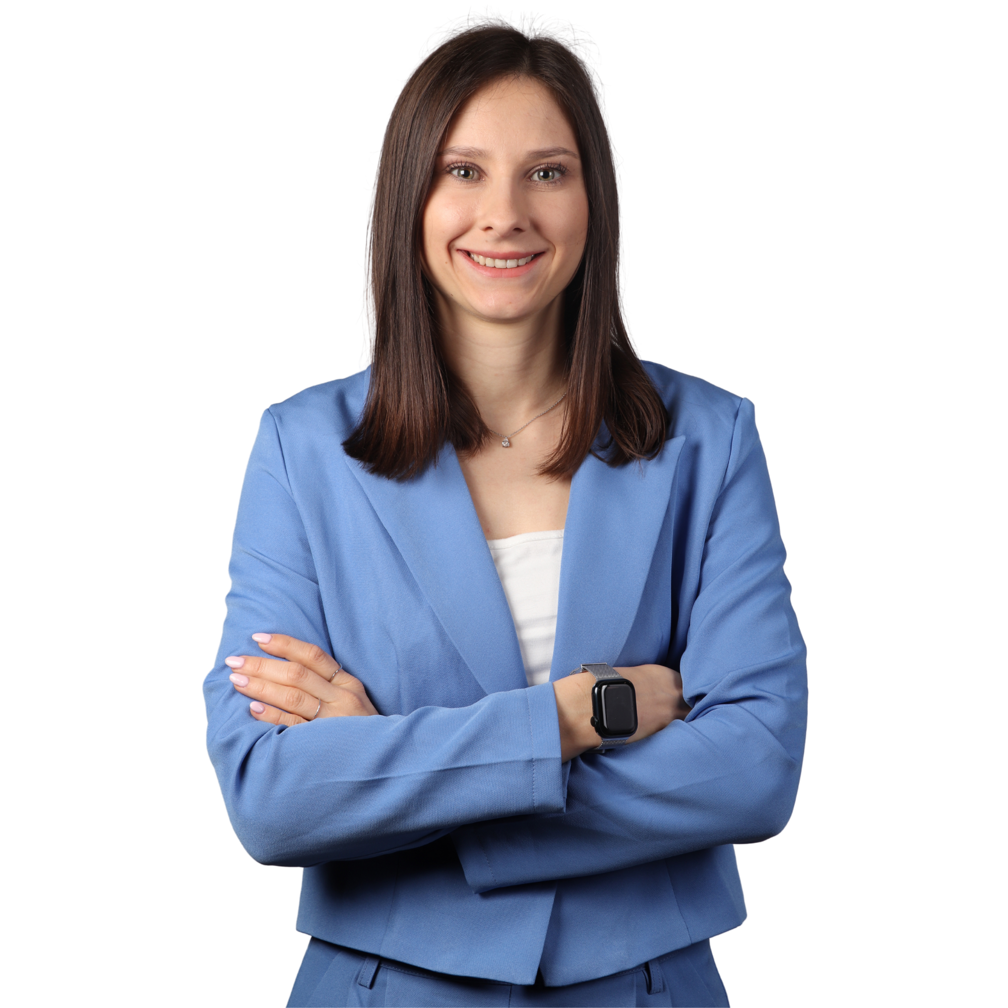 junge Personalberaterin in blauem Blazer